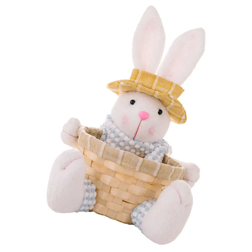 

Cute Easter Bunny Storage Basket Handwoven Texture for Snacks Bread Fruits Candies Kitchen Sundries Organizer Tabletop