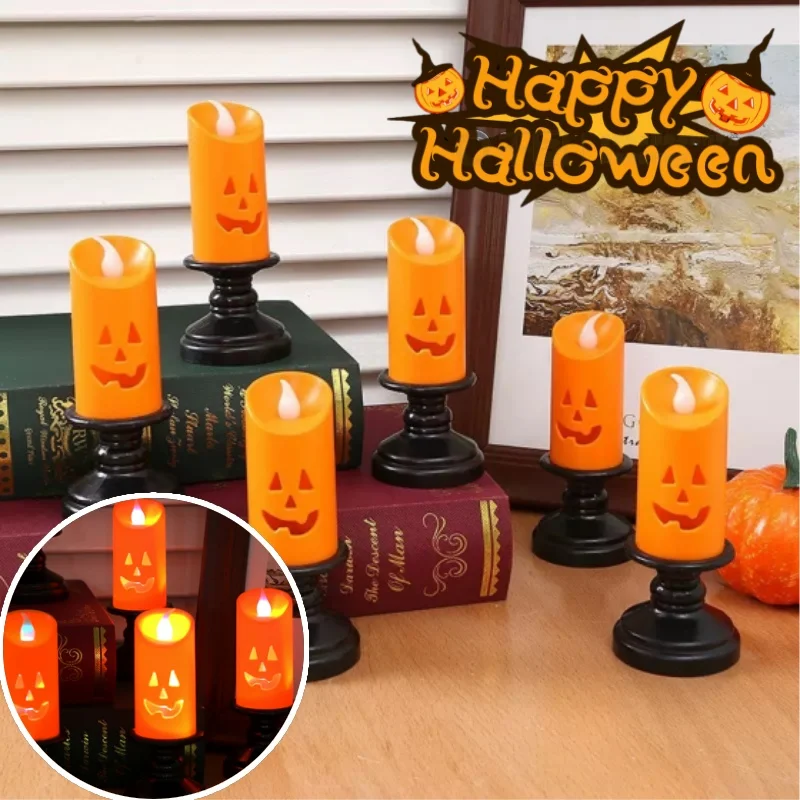 

Halloween Pumpkin Lantern Decorative Candle Holder Creative LED Electronic Candle Lantern Halloween Plastic Ornament Night Light