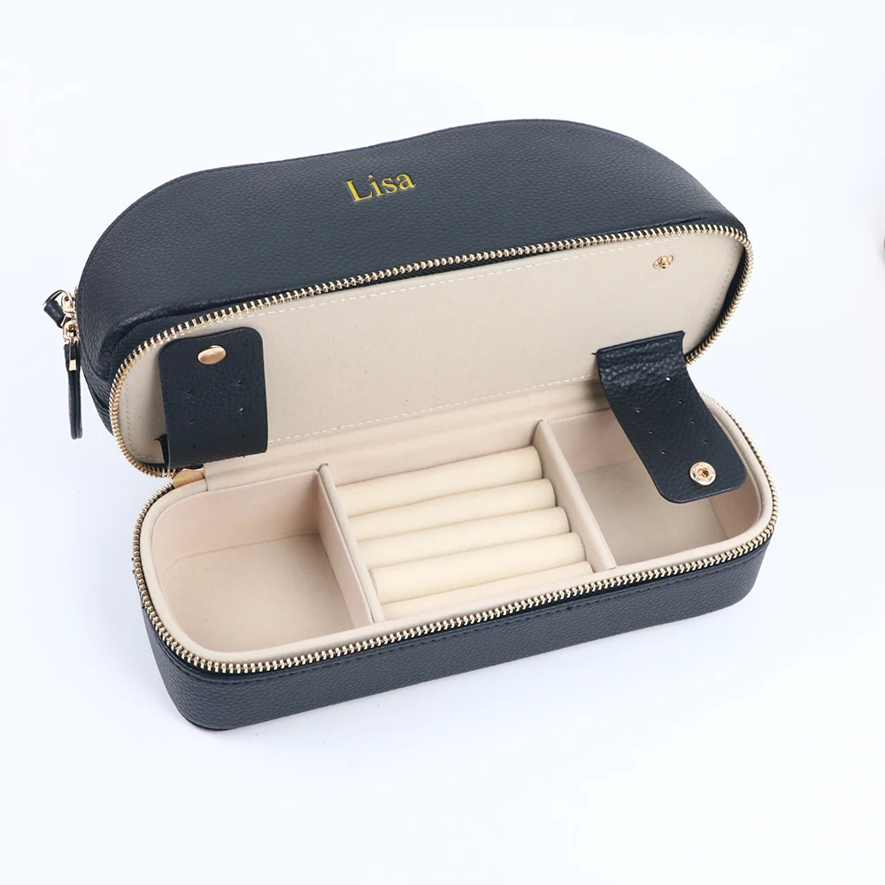 Customized Name Large-Capacity Double-Layer Cosmetic Bag Jewelry PU Leather Shell-Shaped Multi-Functional Travel Toiletry Bag