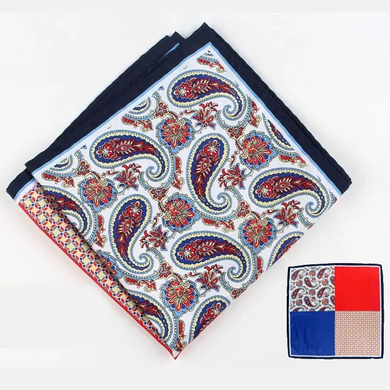 Lenço masculino com padrão vintage, quadrado de bolso clássico da moda para negócios, eventos casuais e semi-formais