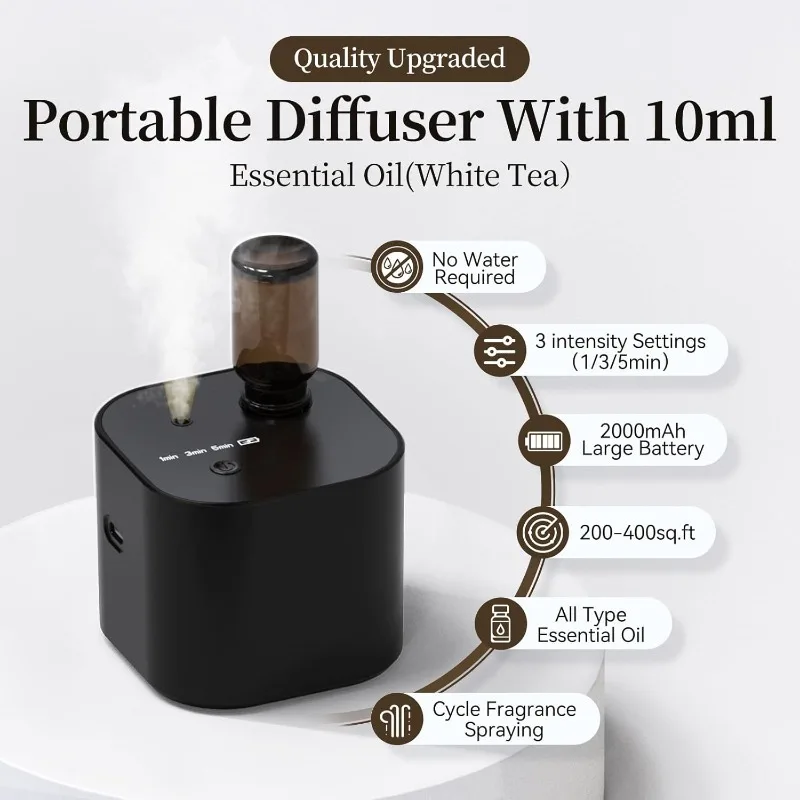 Waterless Essential Oil Diffuser Portable Room Fragrance Diffuser USB Rechargeable Professional Machine Electric Smell for Home