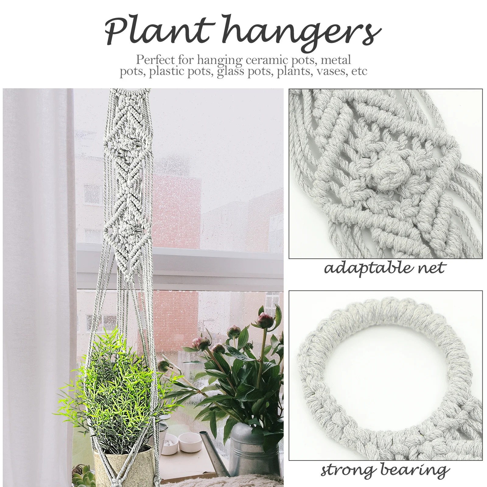 

Wall Mounted Flower Pot Net Baskets Cotton Linen Macrame Plant Hanger For Indoor Outdoor Hanging Planter Woven Rope Net