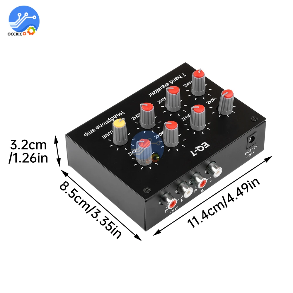 EQ-7 предусилитель аудиосигнала, 7-сегментный эквалайзер, регулировка тона высоких басов, усилитель для наушников для мобильных компьютерных игр