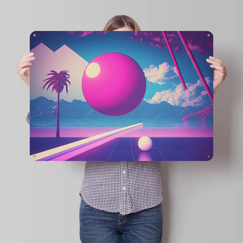 A Vaporwave 80s Tribute Metal Poster Perfect Gift for Fans Lovers Personalized Wall Art Metal Sign for Vintage Decor Room Home