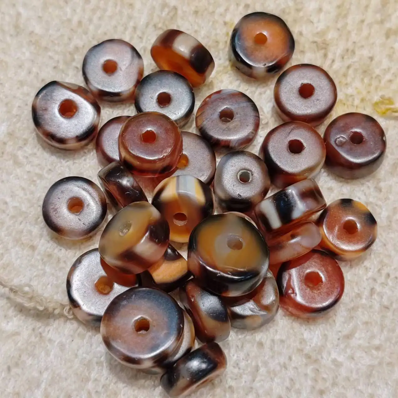 Vermilion Material Permeating Agate Beads, Broken Beads, Partition Pieces, Necklace, Pendant, Bracelet, Diy Accessory, Dzi