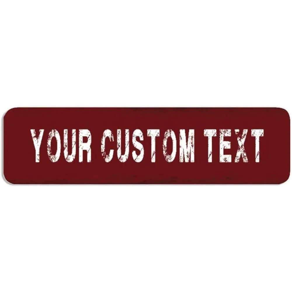CIFbuy 2D Flat Customized Your Own Words Metal Plaque,Maroon Rustic Rectangle Wall Decor