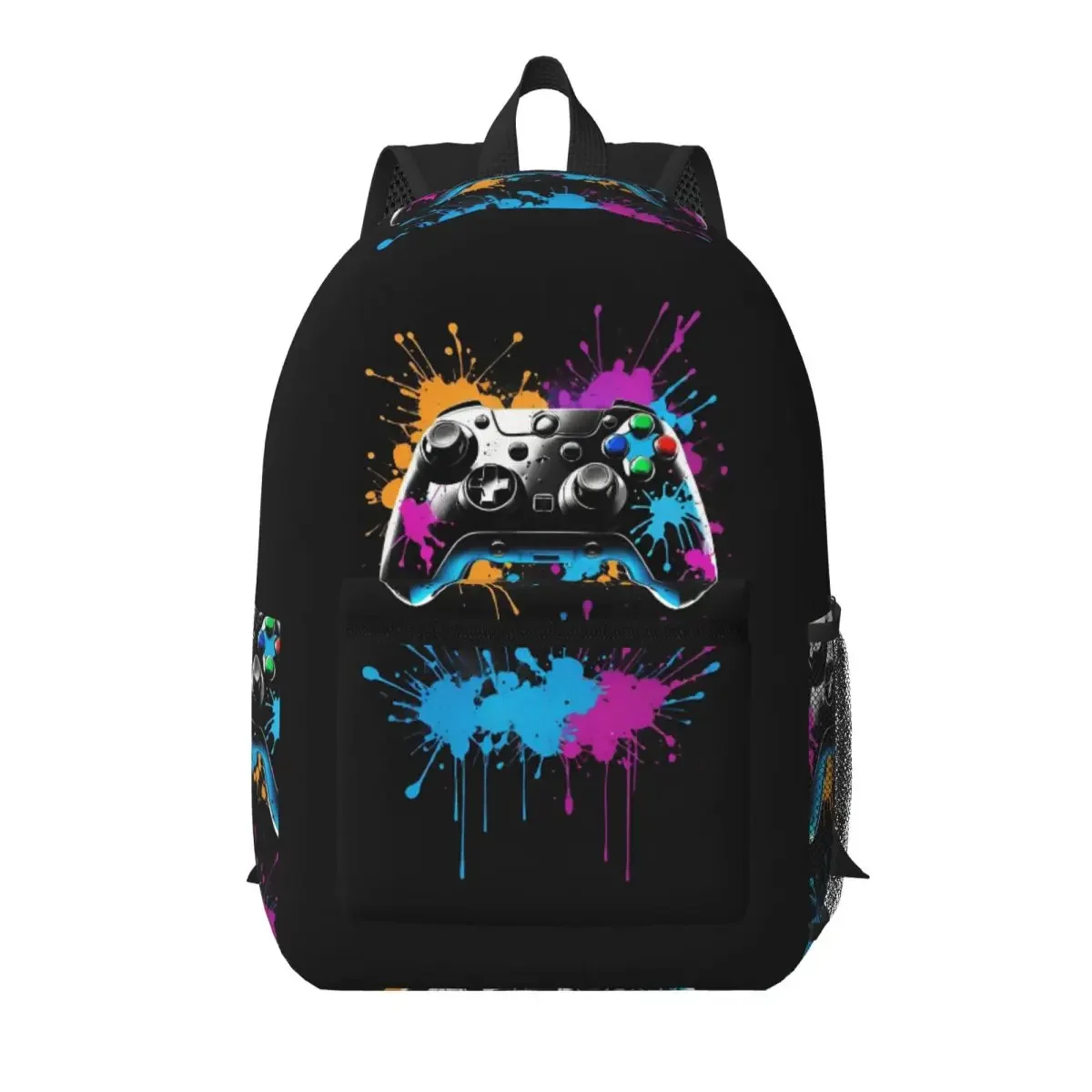 Game Controller Graffiti Design Student Backpack School Bag Hiking Travel Daypack for Boys Girls Bookbag Shoulder Bags