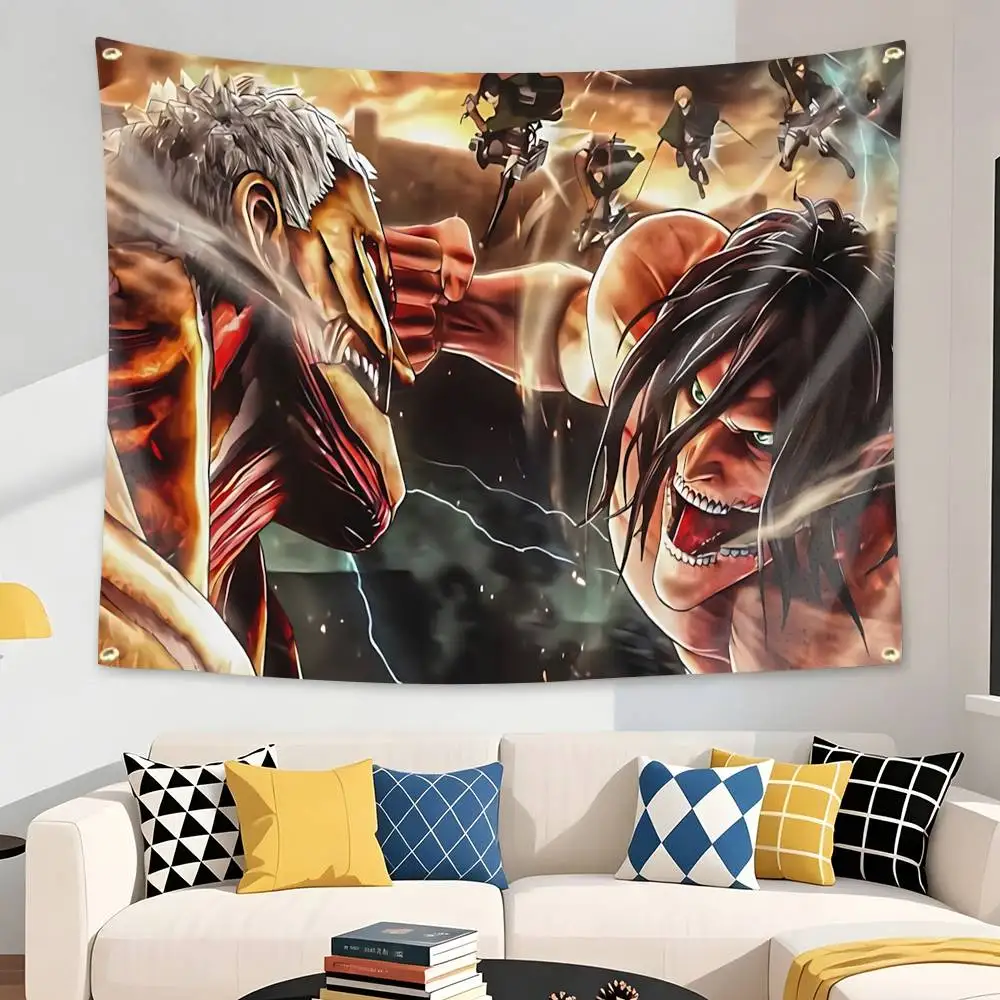 A-Attack onTitan Anime E-Eren Yeager Flag Tapestry Banner for Bedroom Living Room Outdoor Camping Custom Supported