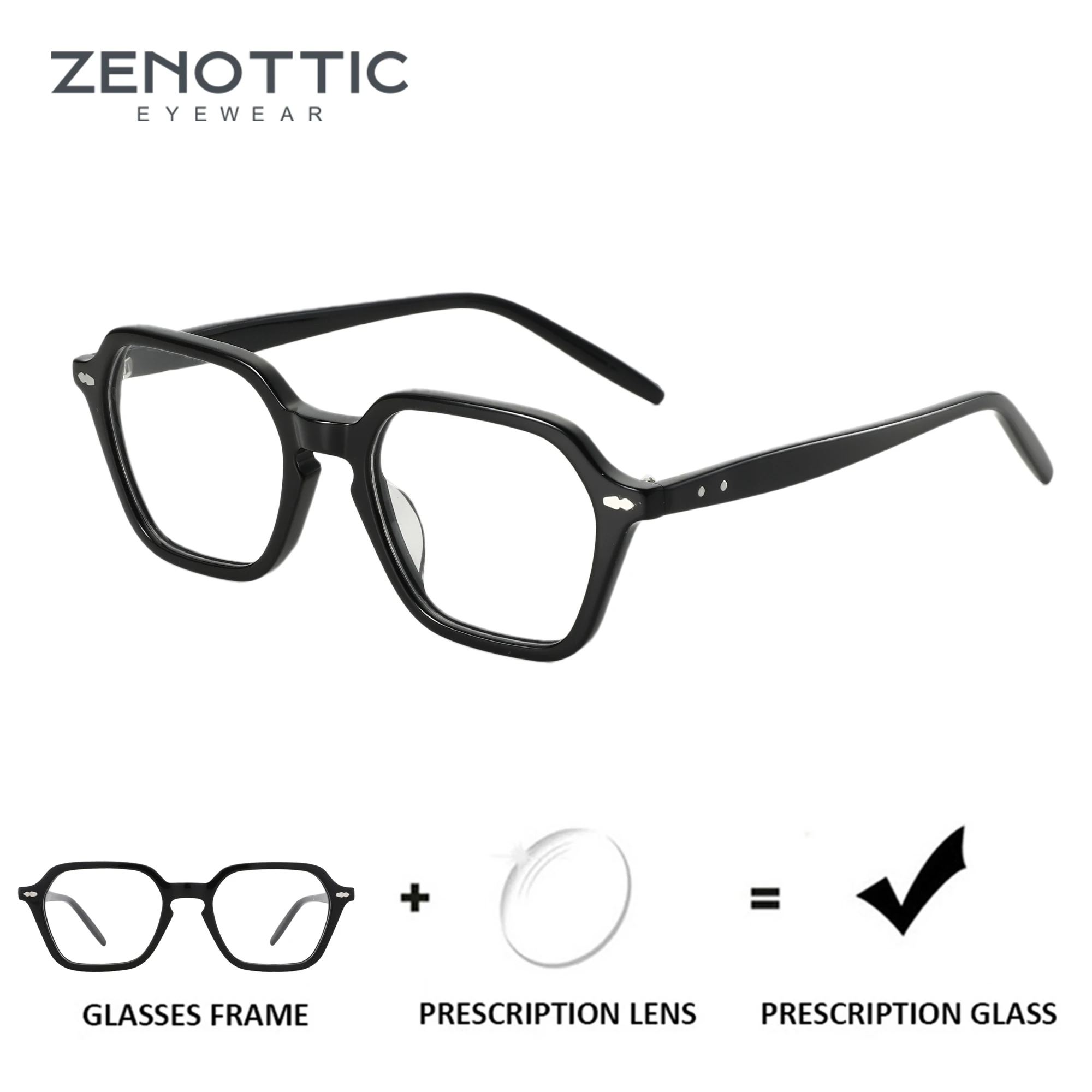 ZENOTTIC  Handmade Acetate Prescription Glasses Fashion Myopia/Progressive Eyewear Square Optical Eyeglasses for Unsiex