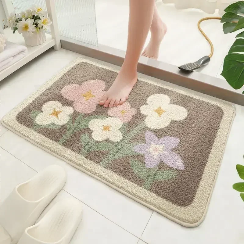 

Bathroom floor mats fluffy absorbent toilet anti-skid step into the door