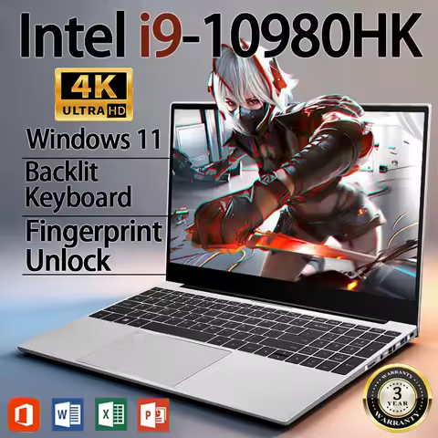 15.6 inch Laptop windows 11 Intel Core i9 10980HK 16GB RAM 1TB SSD Ultra thin Computer Fingerprint Gaming Notebook PC Business