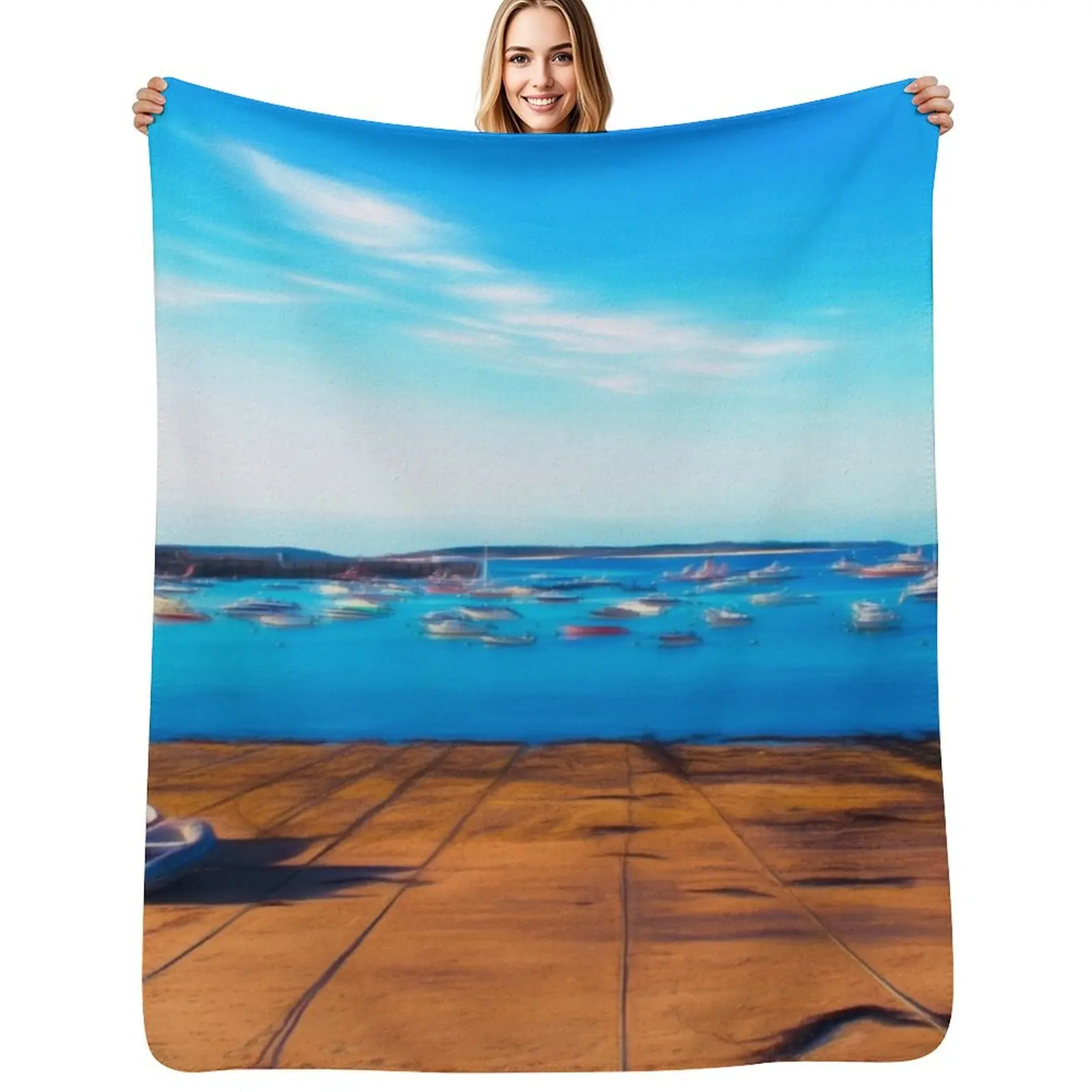 Town Beach water colour Throw Blanket Soft Beds Luxury Brand heavy to sleep Hair christmas gifts Sleeping Bag Blankets