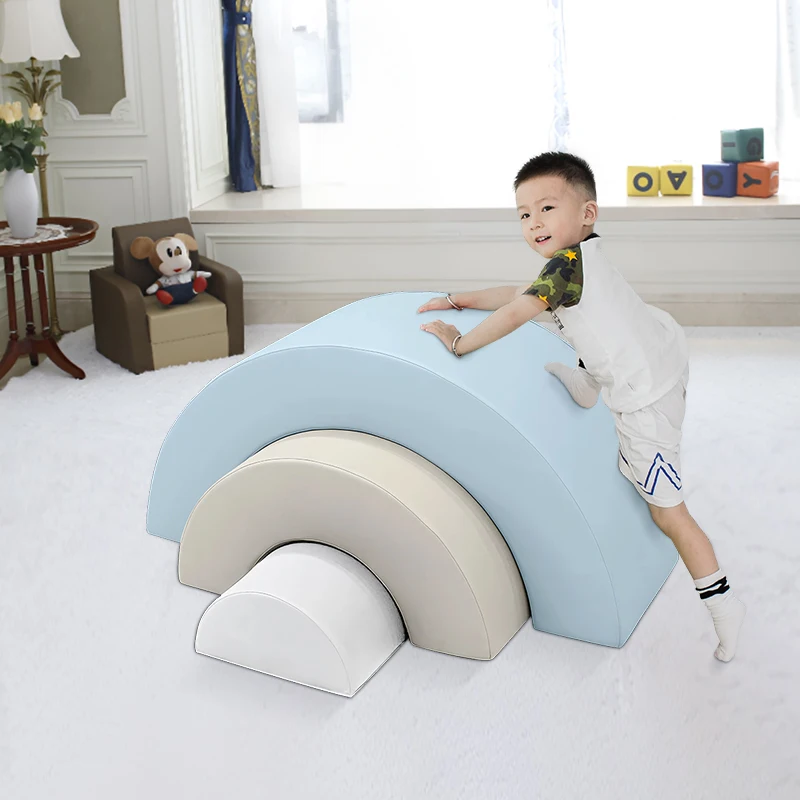 Popular 3 Colors Rainbow Design Sofa Play Area Kids Indoor Playground Equipment Soft Play Area Toddler