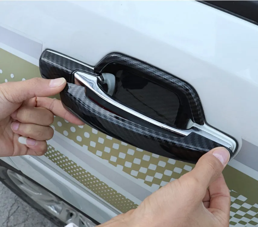 Carbon Fibre Car Door Handle Bowl Cover Trim Panel For Mitsubishi Pajero 4 IV V80 V93 V95 V97 V98 2007-2019 2022 car accessories