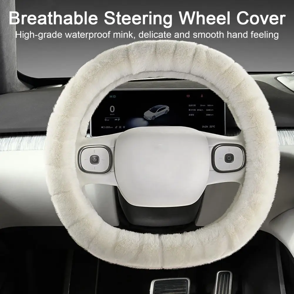 Soft Short Fur Car Steering Wheel Cover Luxury Warm Plush Winter Steering Wheel Protector Cover 36/38cm Car Interior Accessories