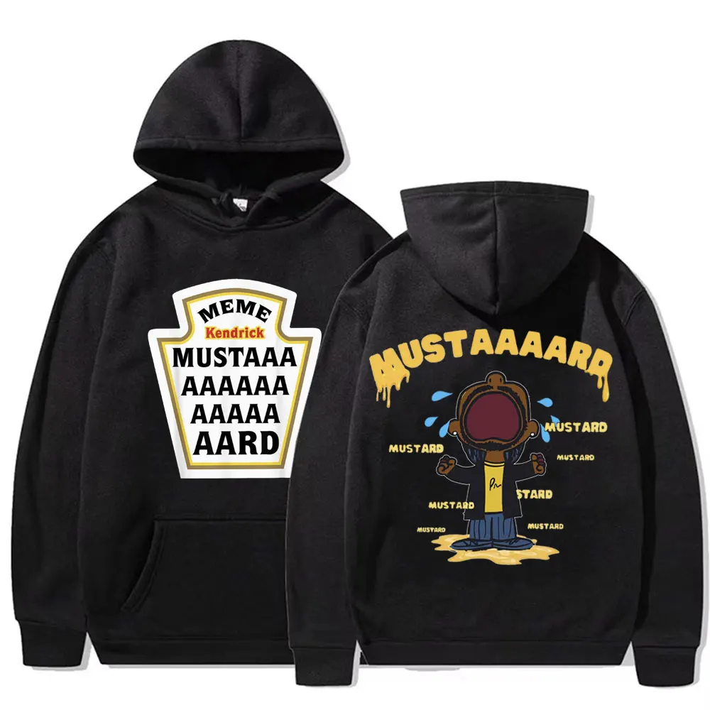 

Забавные толстовки с капюшоном Kendrick Lamar Mustard Meme, мужская одежда, винтажная толстовка в стиле хип-хоп 90-х годов, унисекс, повседневные удобные облегающие пуловеры
