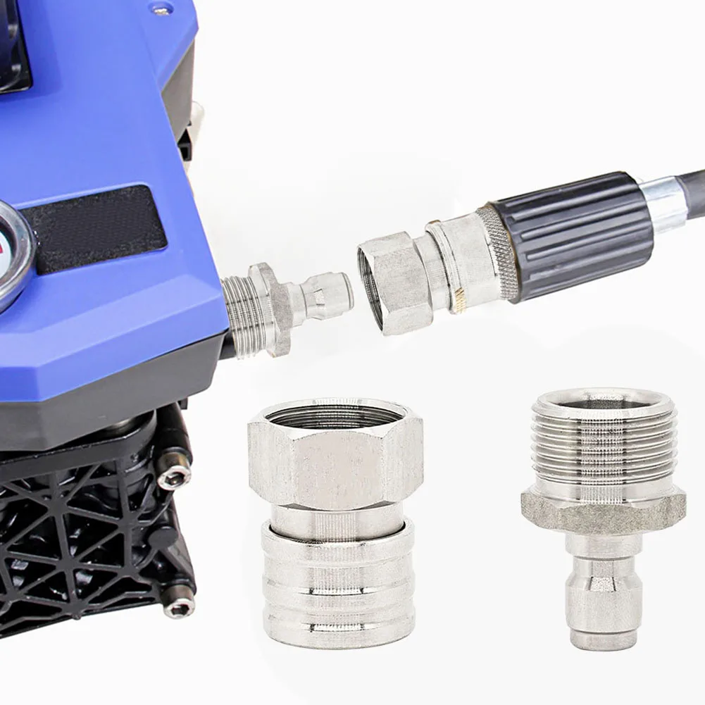 Stainless Steel Pressure Washer Quick Connector Set 22x1.5mm Male and Female Fittings for 5000 PSI Cleaning Systems
