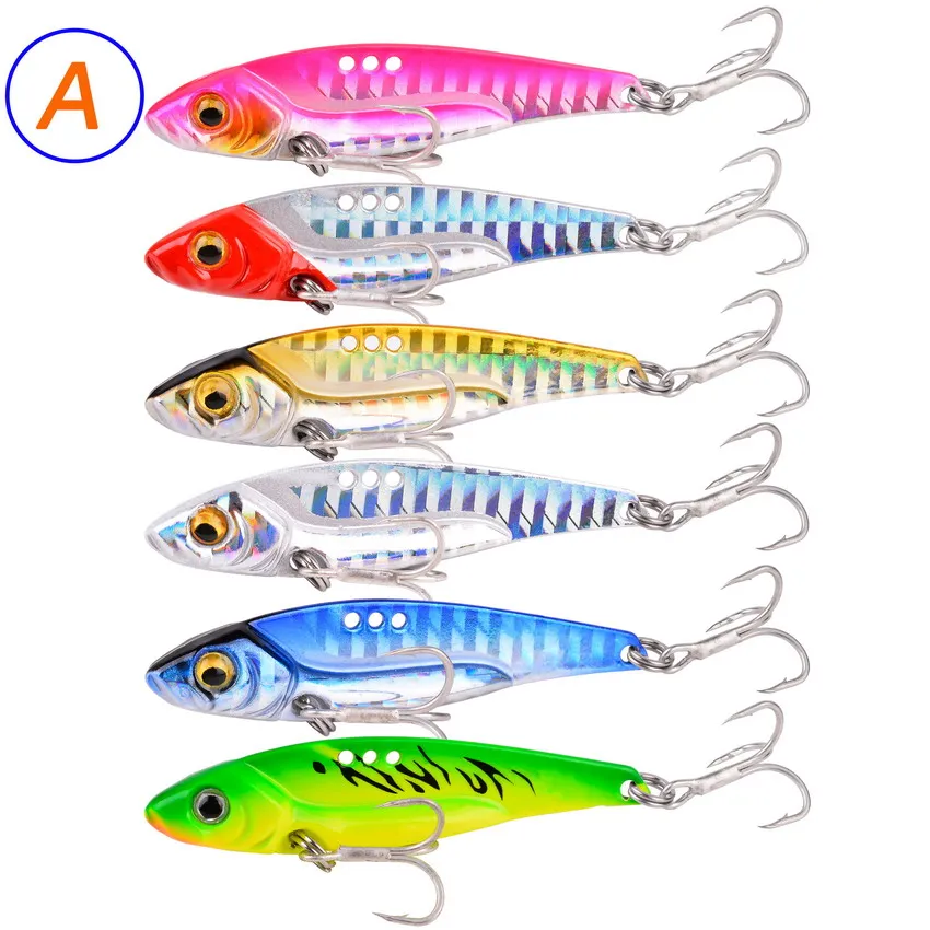 24PCS Metal Sinking Spinner Crankbait Vibration Bait for Bass Pike Perch Fishing Kit 3G-25G Bionic Hard Jigbait Fishing Tackle