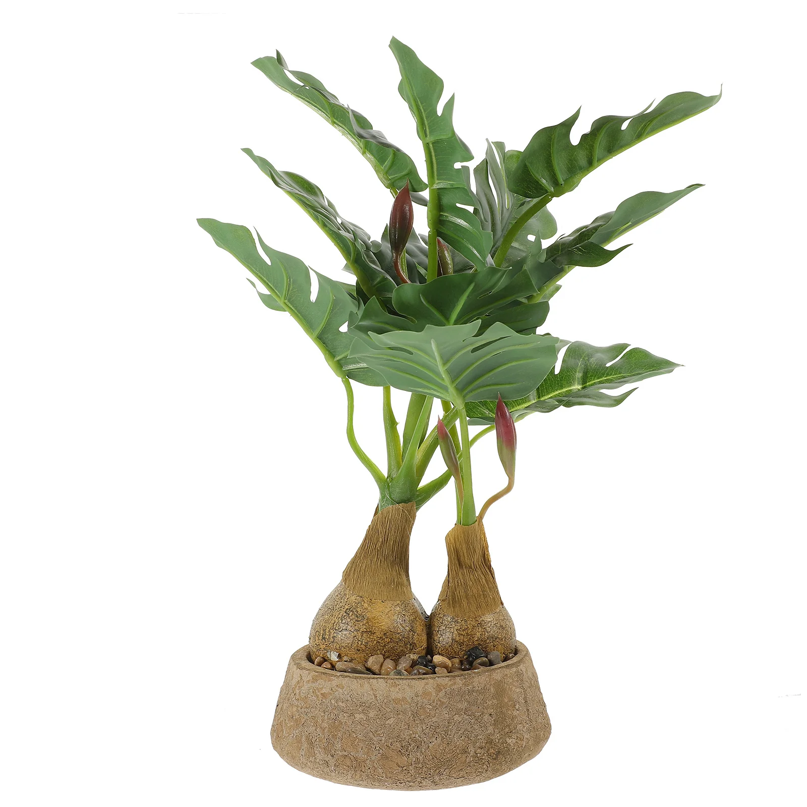 

Small Artificial Monstera Bonsai Potted Plant Simulation Table Decor Faux Plants Indoor Office Home Shelf Decoration