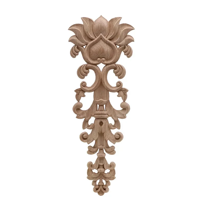 European Style Solid Wood Furniture Decorative Floral Applique Patch Door Flower Cabinet Cross Carved Bed