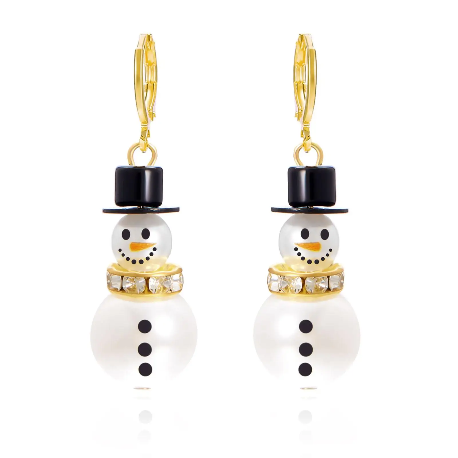 Christmas Snowman Dangle Earrings Rhinestone Jewelry Charm Luxury Drop Earrings Festive Fashion for Women Graduation