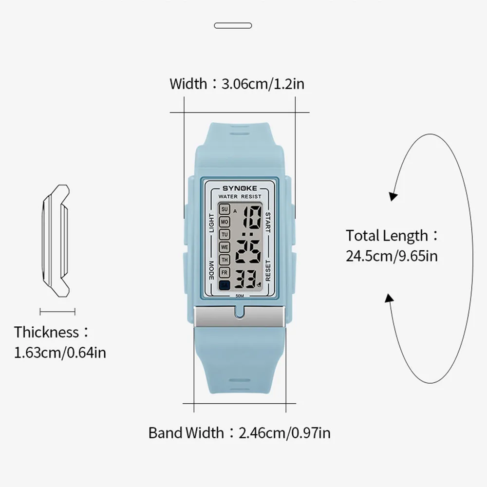 Orologio digitale da studente per uomo e donna, orologi impermeabili per sport all'aria aperta, orologio digitale quadrato, marchio SYOKE