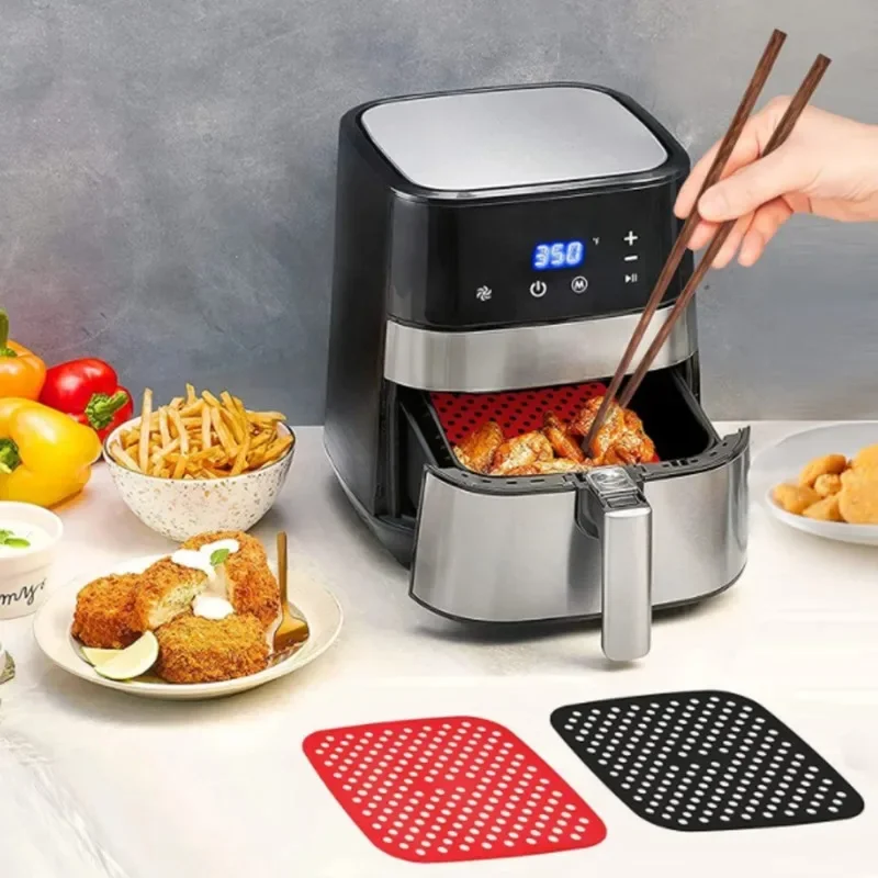 Air Fryer Liner Food Grade Reusable Silicone Anti-slip Round Mat Non-Stick Steaming Basket Steamers Cooking Kitchen image 4