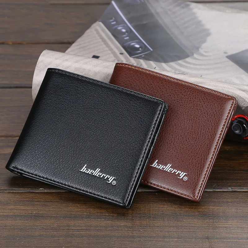 

Men Lychee Pattern Bifold Wallet Small Zipper Coin Business Short Purse for Male PU Leather Vintage Wallet Card Holders Carteira