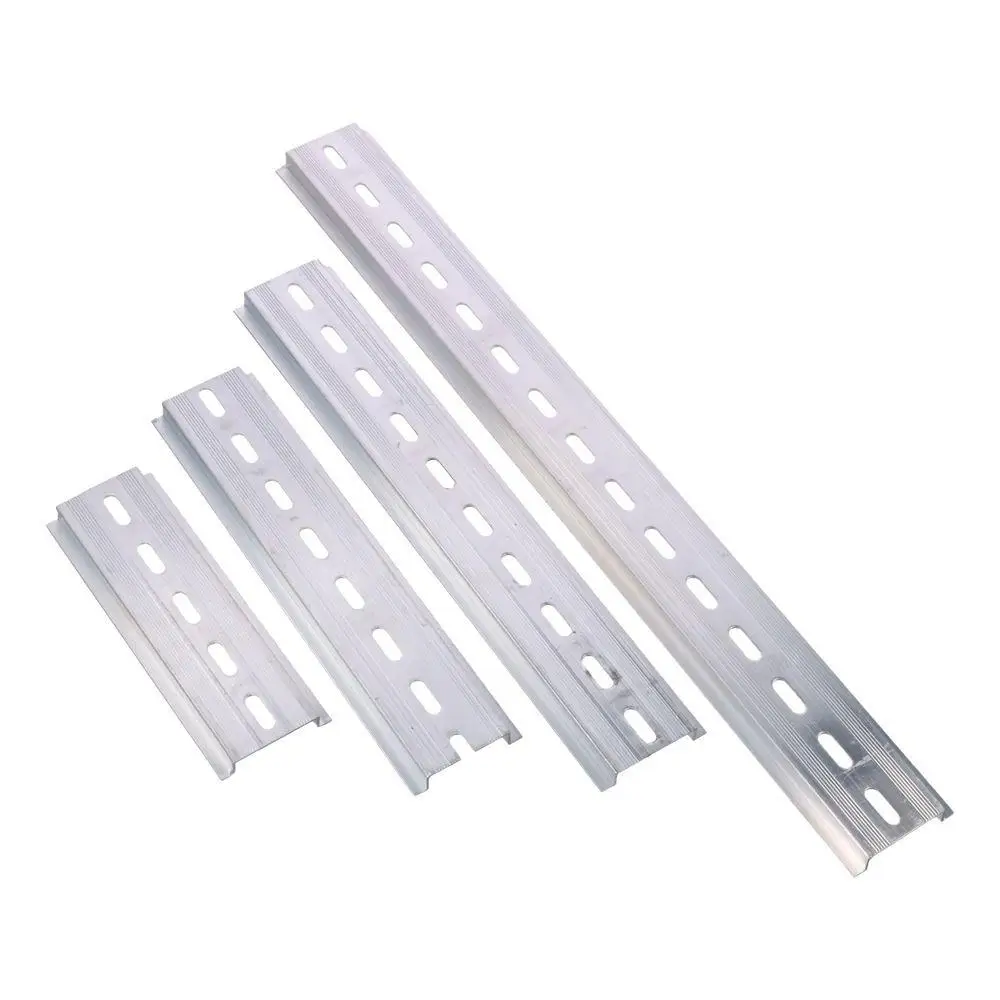 3Pcs 35mm Wide DIN Rail Slotted 7.5mm High Silver Tone Terminal Blocks Contactor Aluminum Mounting Guide