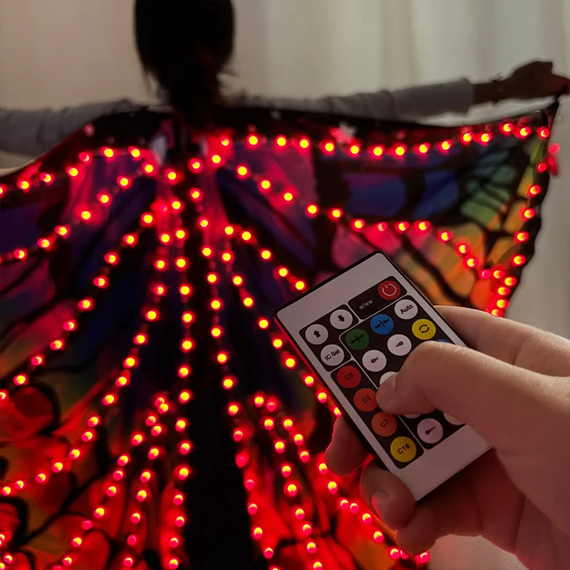 

Light up Butterfly Wing Stage Performance Costume Colorful Glowing Belly Dance Fluorescent Wing For Child Adult Show Supplies