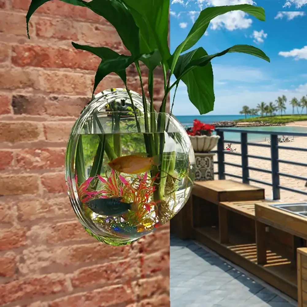 Fish Tank Clear Transparent Wall Mounted Acrylic Creative Flower Pot Hanging Acrylic Creative Decor Fish Tanks Home Accessories