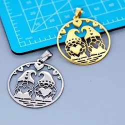 5PCS DIY Stainless Steel Gnome Couple Valentine Charm Pendant For Women Christmas Necklace Valentine's Day