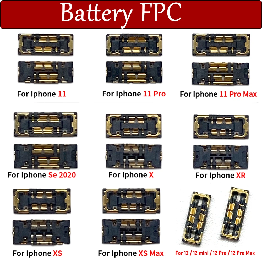 NEW Battery FPC Connector For iPhone 8 SE 2020 X XR XS Max 11 Pro Max 8 Plus 12 mini on Board Clip Plug Flex Cable Parts