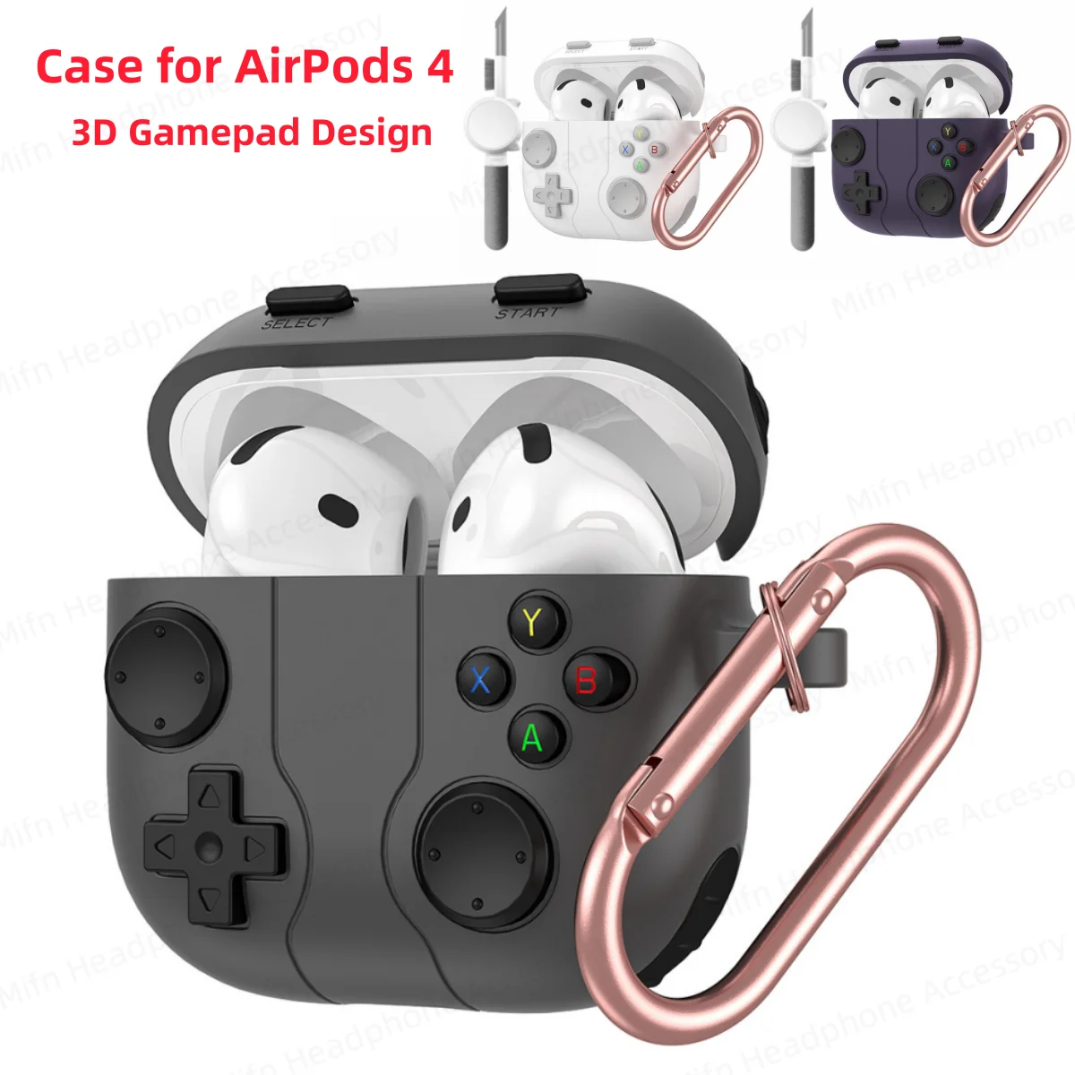 New【3 in 1】Case for Apple AirPods 4 Silicone 3D Gamepad Gameboy Cases for Man Woman for apple airpods 4th Gen Soft silicone case