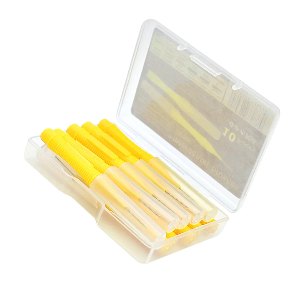 

1Set Interdental Brush Set Teeth Cleaner Floss Pick Dental Care Portable Yellow Interdental Brush Cleaners Food Debris