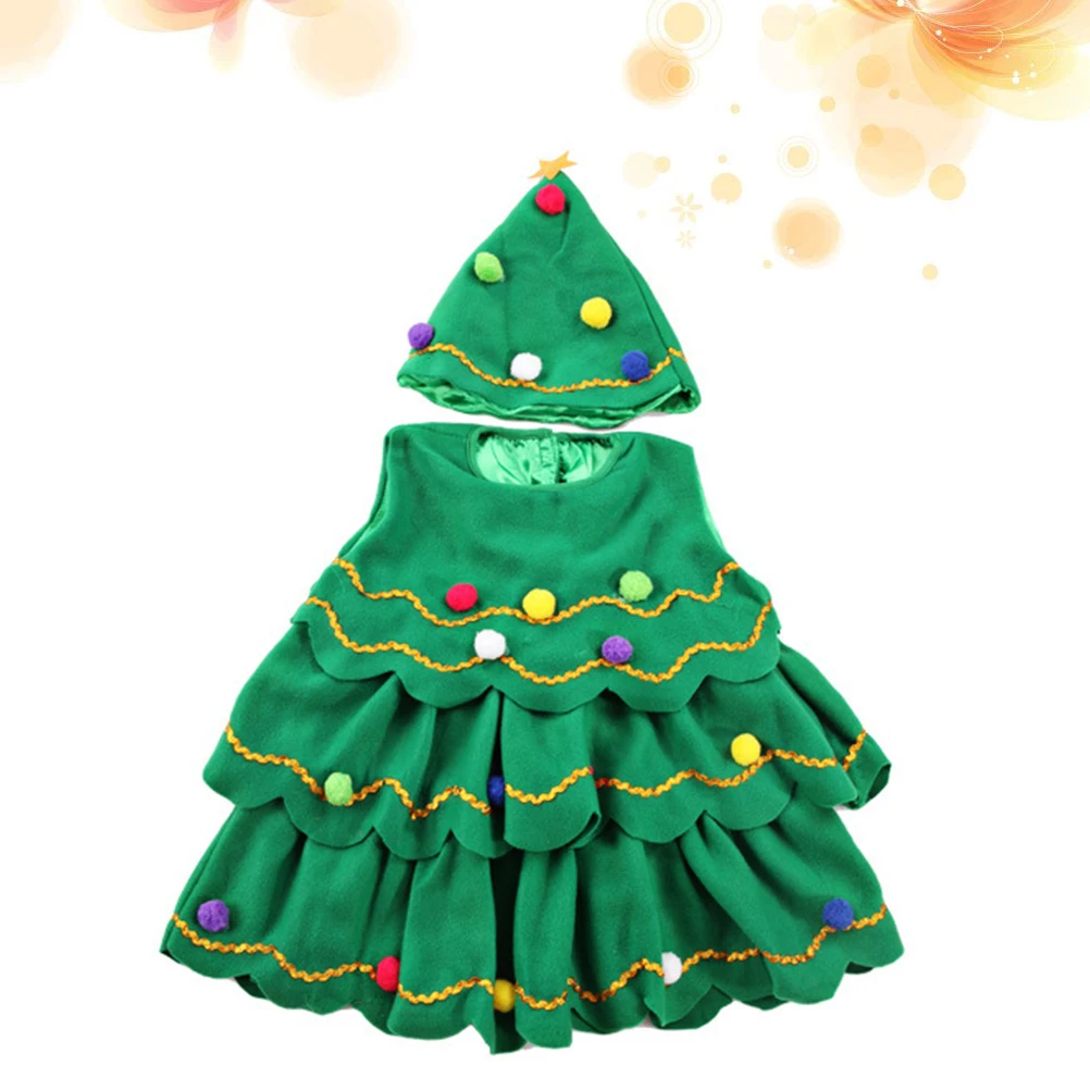 

Christmas Tree Costume Children Hat and Dress Cartoon Stage Show Costumes Toddler Outfits for Girls