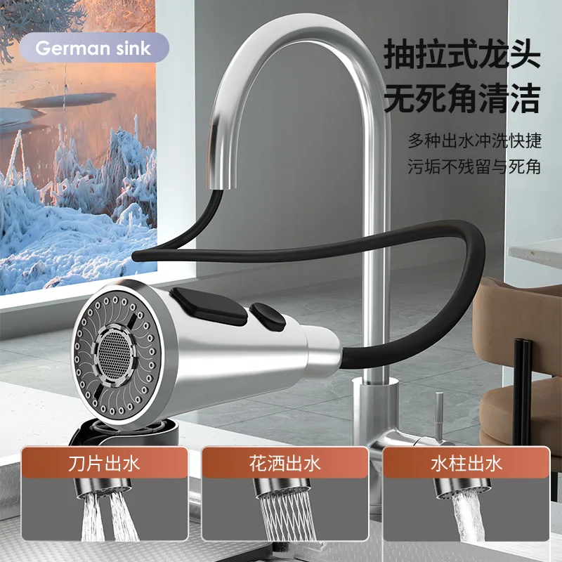 Stainless Steel Kitchen Sinks Pull-out Faucet Scratch Kitchen Sinks Protection Home Improvement Lavelli Da Cucina ZY40SC