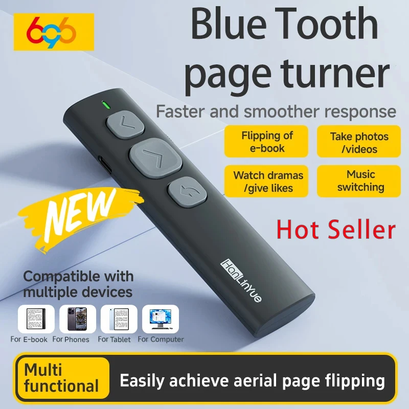 Bluetooth Page Turner Supports IOS Android Camera/Music Control Pen Paging Device E-book Reader Swipe Short Video Remote Control