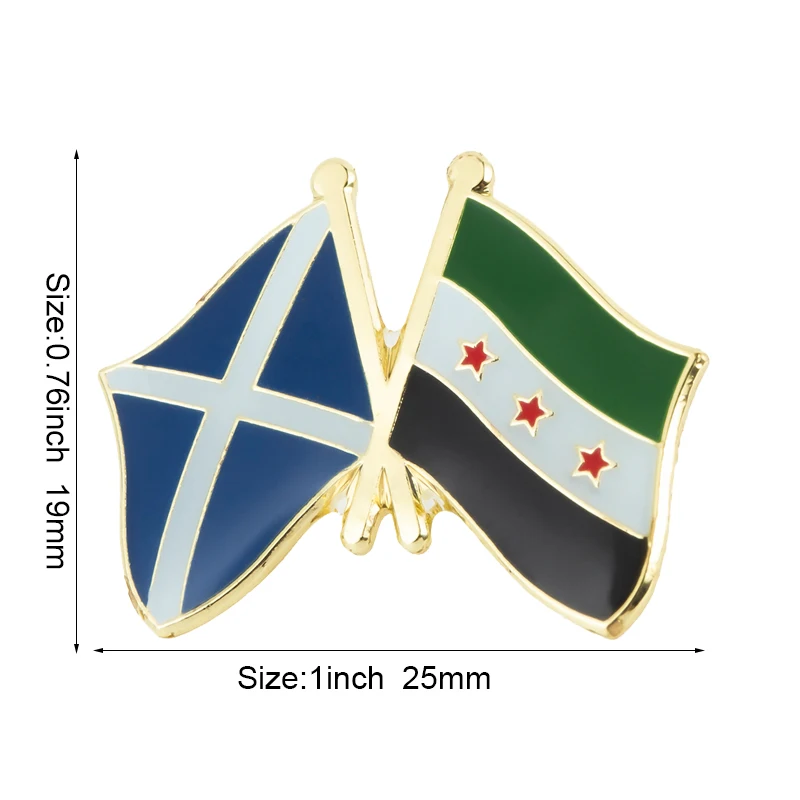 3pcs a lot SCOTLAND & Syria Friendship Flag Metal Lapel Pin Flag Pin Badge