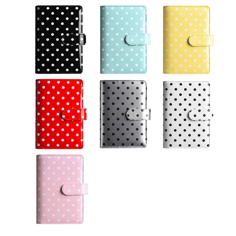 Macaron Polka Dot A6 Binder Notebook, Custom Loose Leaf Cash Budget Book Financial Planning Organizer