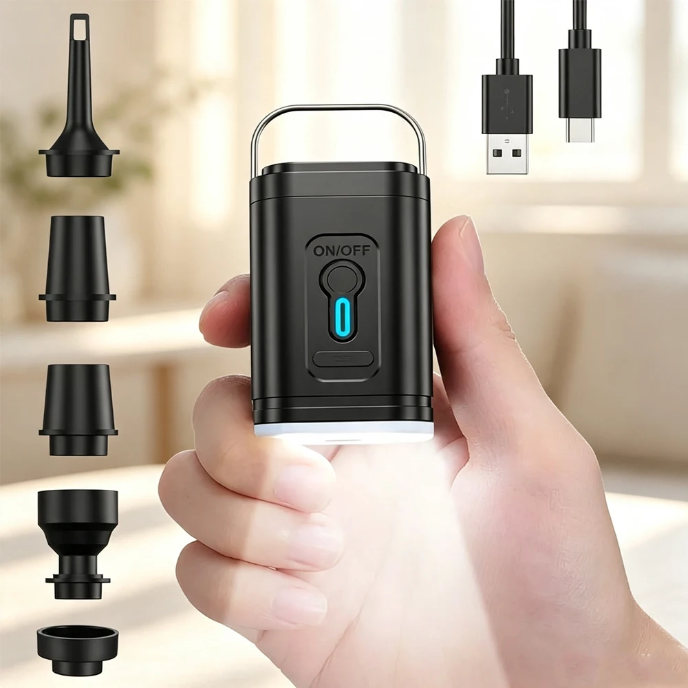 Mini Portable Air Pump 1200mAh //USB Rechargeable Wireless Inflator Deflator for Camping Mattress Pool Float Boat Fast Inflation