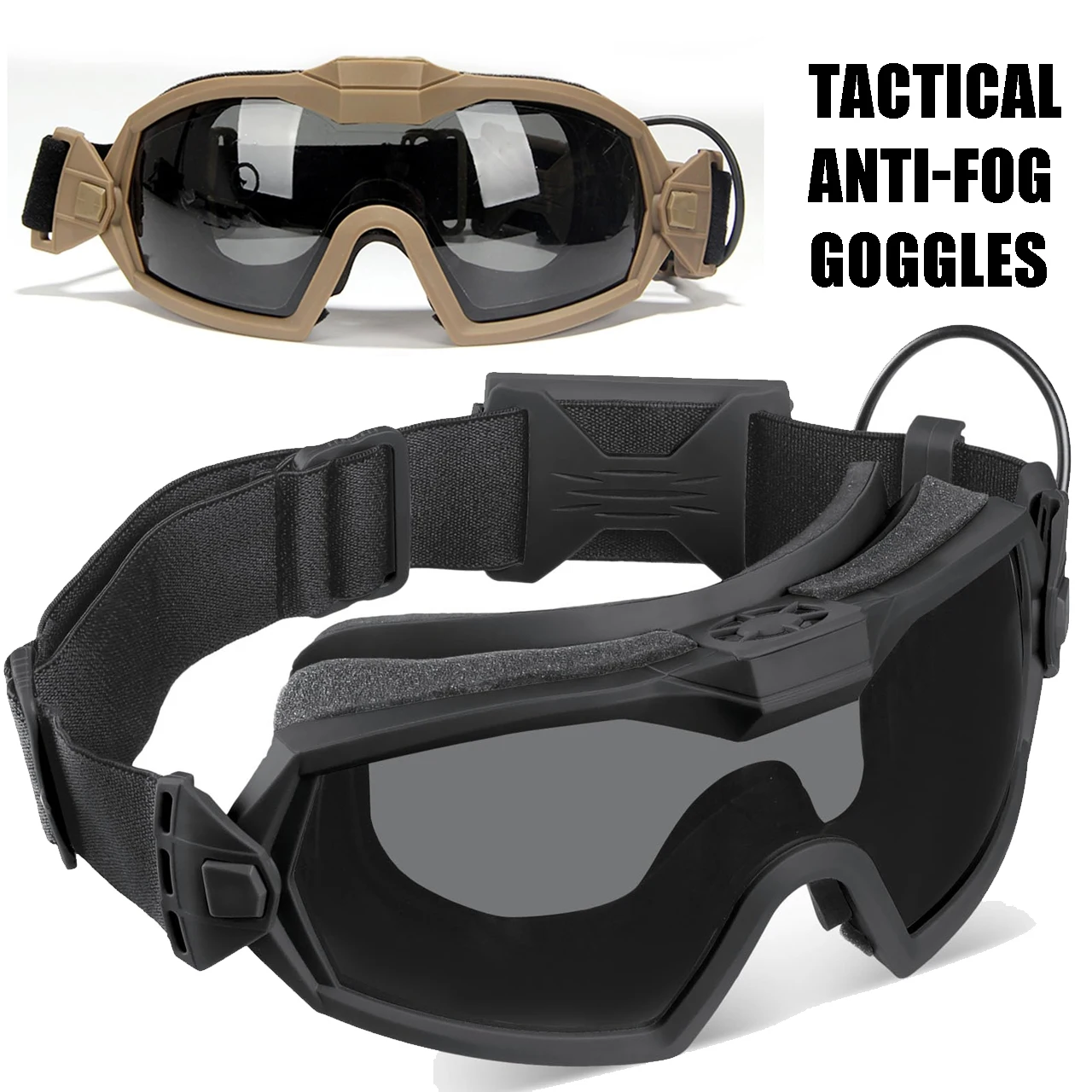 Gafas de Airsoft antivaho Gafas tácticas con abanico y lentes intercambiables Gafas y protección de seguridad para tiro para caza