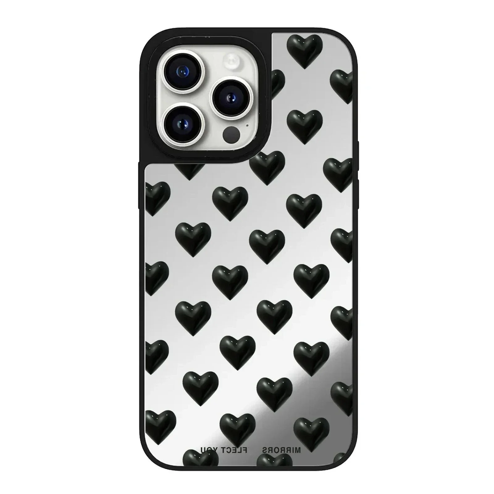 

Mirror Surface Heart Flower Phone Case Cover for iPhone 11 12 13 14 15 Pro Max Case for iPhone 15 Pro