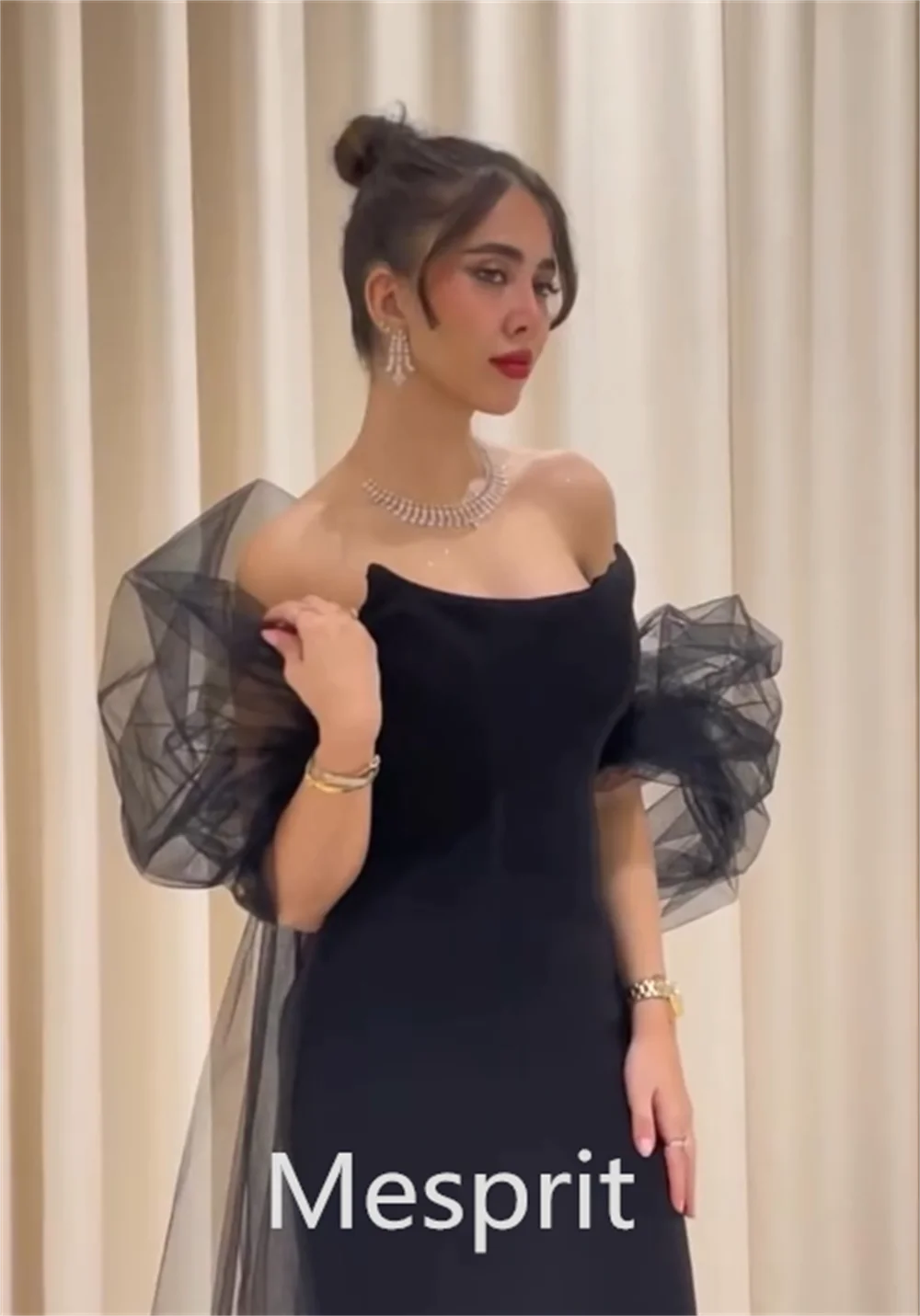 Vestido de noche exquisito de Mesprit de bola de alta calidad, vestidos de vaina sin tirantes, estola Halter, tirantes, satén, personalizado, Arabia Saudita