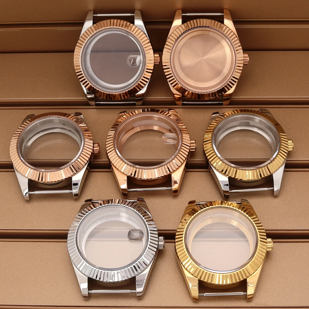 

36mm/39mm NH35 Case Fluted Bezel Sapphire Glass For DJ SK NH35 NH36 NH34 NH38 4R36 Miyota 8215 Movement Watch Case 28.5mm Dial