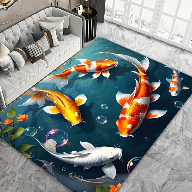 

3D Koi Fish Pond Pattern Doormat - Non-Slip Entrance Mat for Home Decor,Perfect for Doorway and Living Room, Durable and Stylish