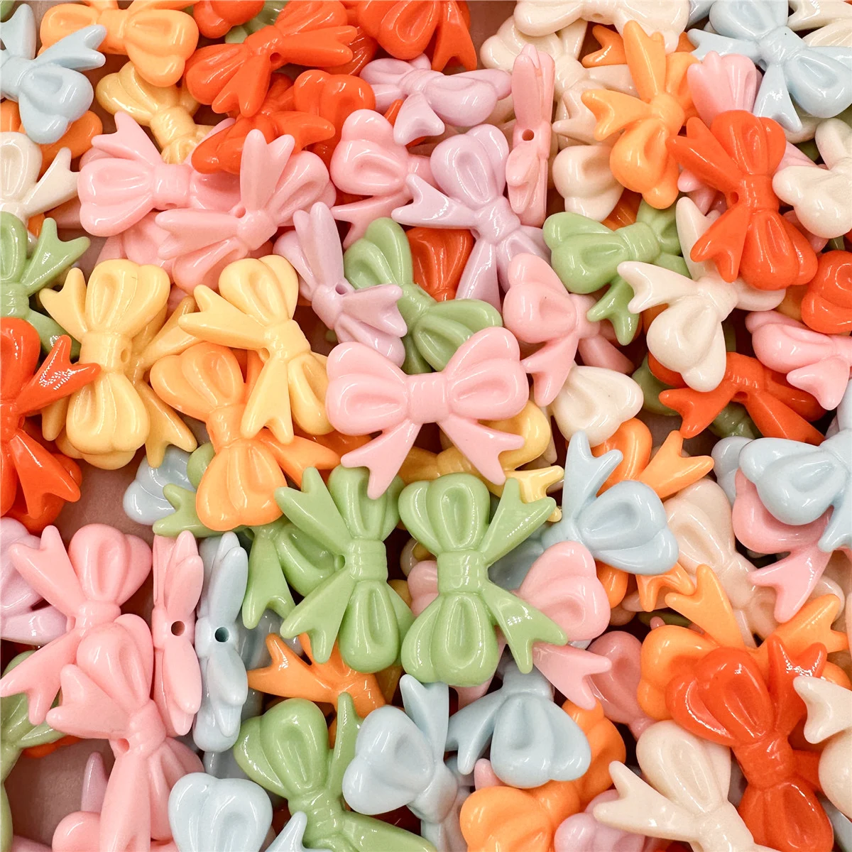 5Pcs/bag 22.5*29mm Bowtie Bowknot Beads Acrylic Jelly Colored Handmade Material Jewelry Accessories Hairpin DIY Ornament
