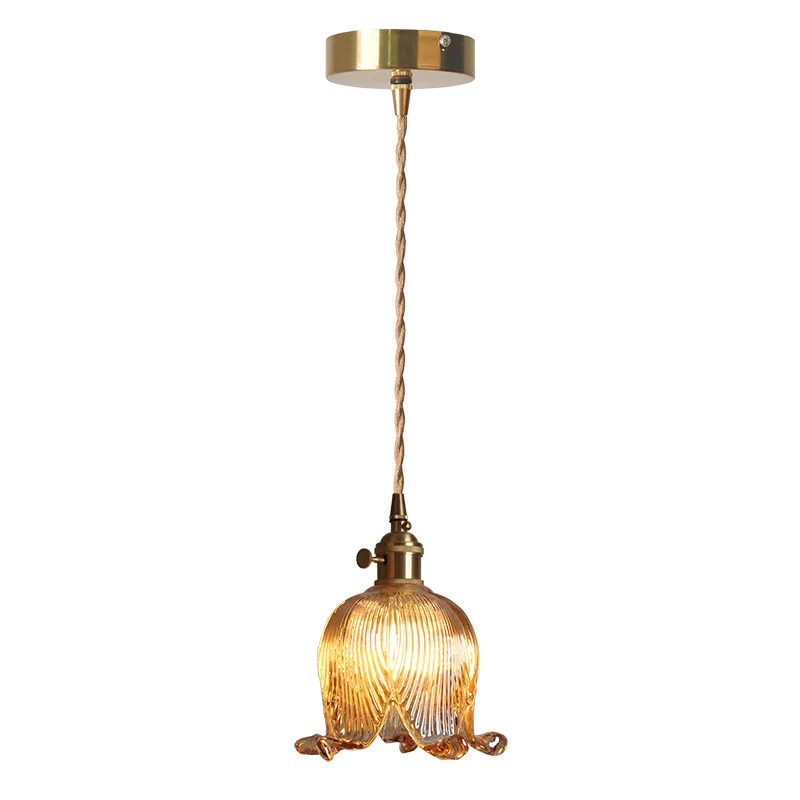 

Amber&Clear Flower Glass shade LED Pendant Light Home Deoor Bedside Bedroom Dining Room Kitchen Hanging Lamp Indoor Pendant Lamp