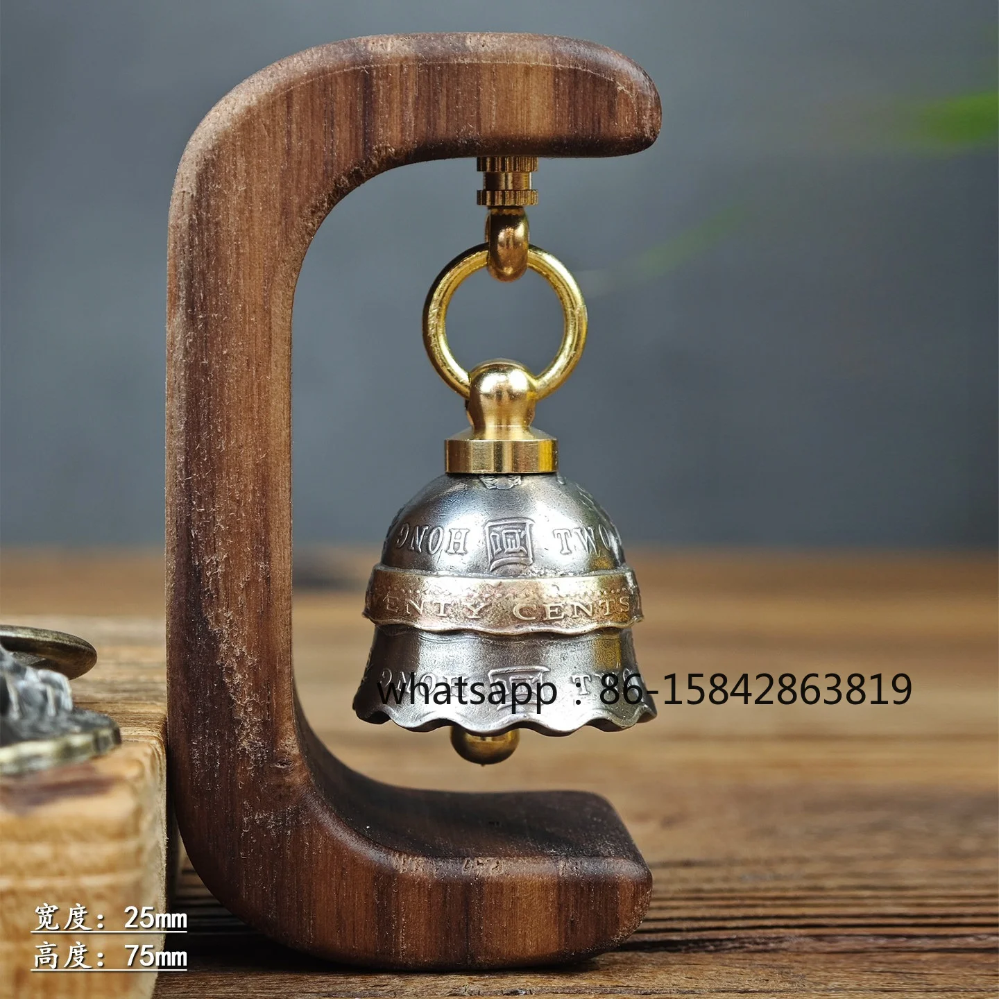 Dopamine Hong Kong 2 Yuan Coin Bell Doorbell, Ornament, Retro Refrigerator Sticker