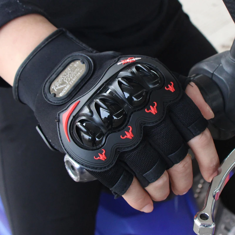 Guantes de Moto sin dedos para hombre y mujer, manoplas protectoras de medio dedo para Motocross, Verano